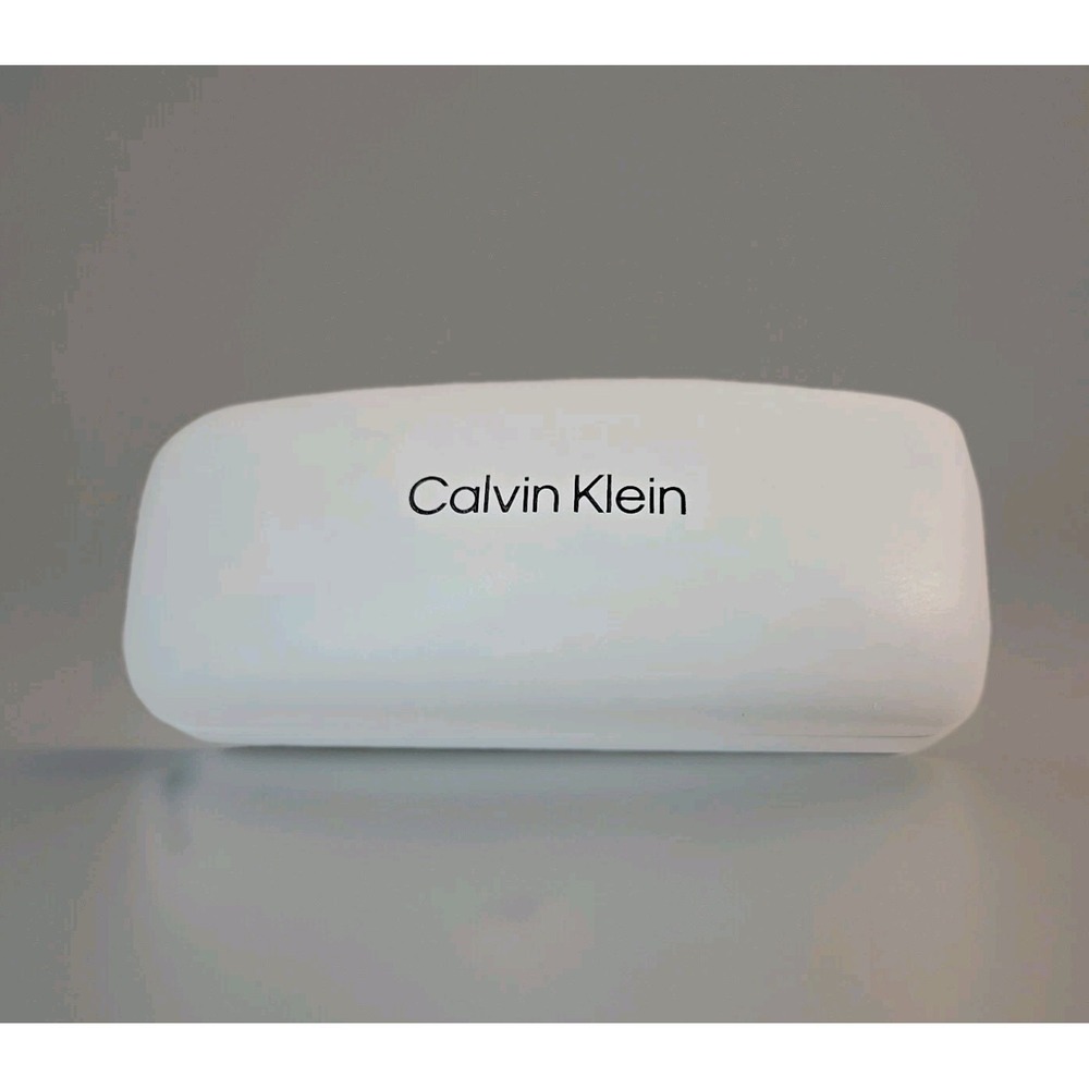CALVIN KLEIN White Leather Hard Clamshell Sunglasses Eyeglasses Case